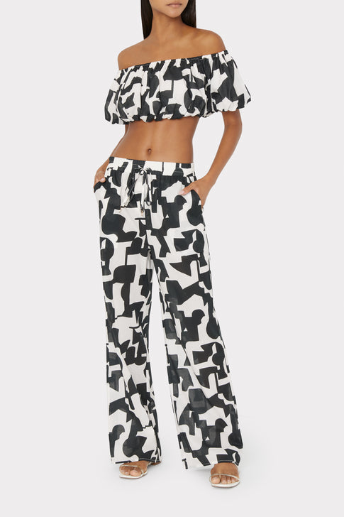 Modern Geo Cotton Voile Track Pant