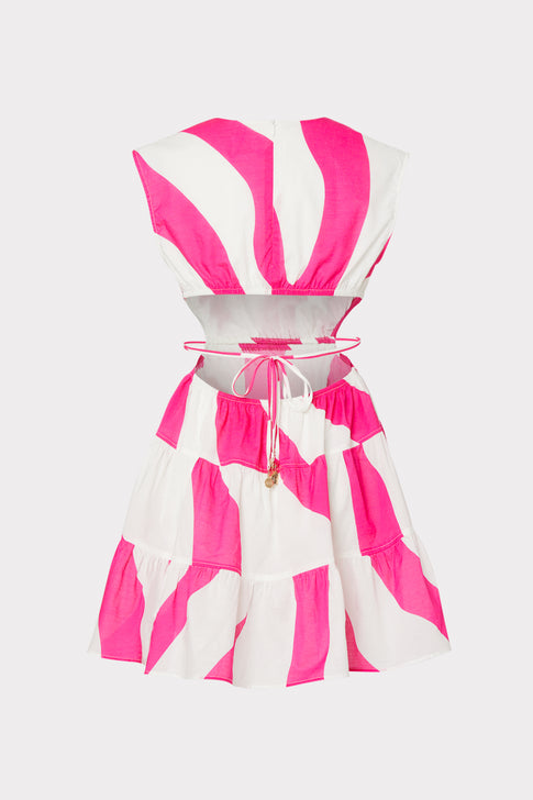 Olen Zebra Cotton Voile Dress Milly Pink/Ecru Image 4 of 4