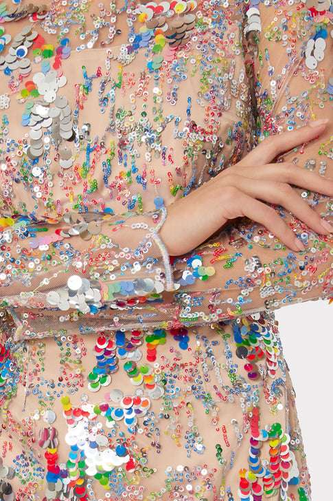 Leona Multi Color Sequins Dress Confetti Image 3 of 4