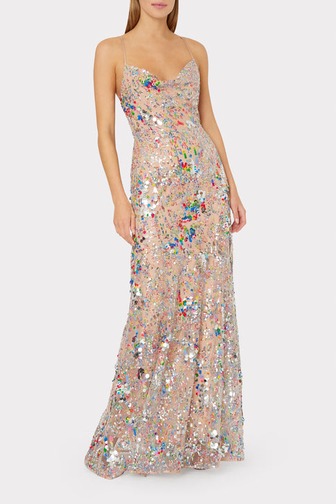 Odetta Multi Color Sequins Dress Confetti Image 2 of 4
