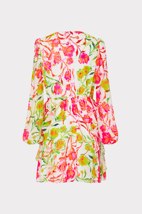 Nora Neon Botanical Ruffle Dress