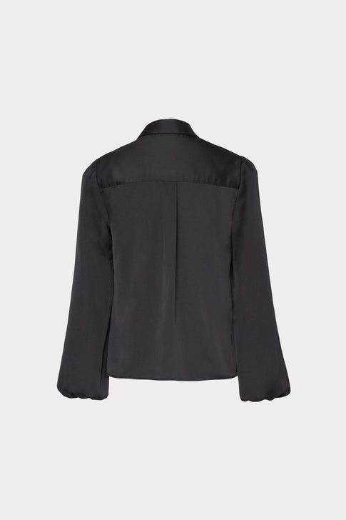 Karson Satin Wrap Blouse