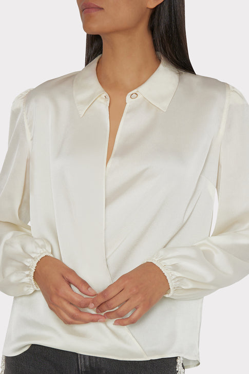Karson Satin Wrap Blouse