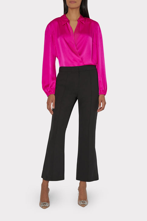 Karson Satin Wrap Blouse