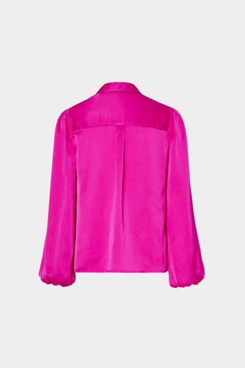 Karson Satin Wrap Blouse