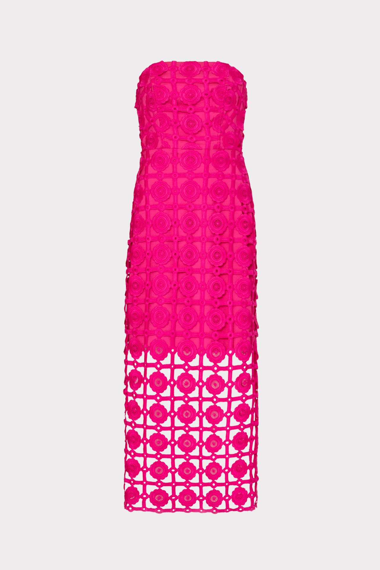 Milly Kait Strapless Tiled Lace Midi-dress - Milly Pink Milly Kait Strapless Tiled Lace Midi-dress - Milly Pink