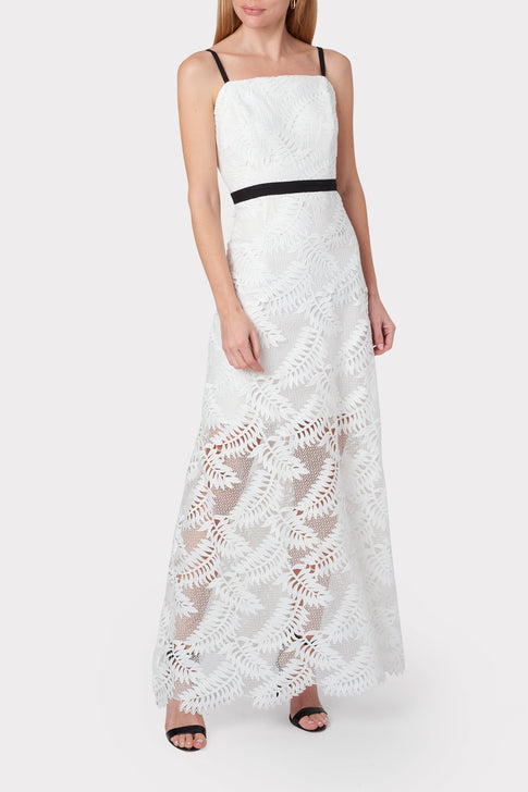Leighton Tropical Palm Lace Dress