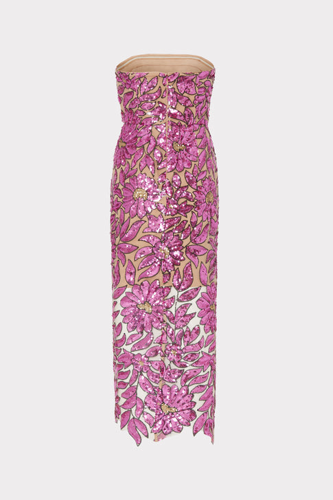 Kait Floral Garden Sequins Dress Pink Multi Image 4 of 4