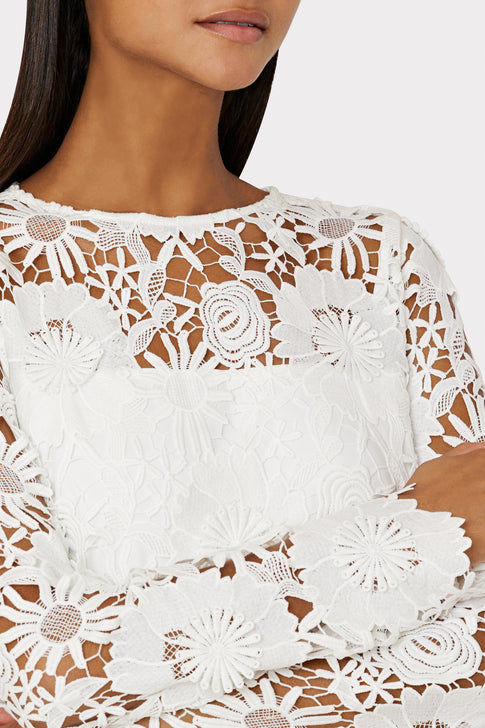 Nessa 3D Lace Dress White Image 3 of 4
