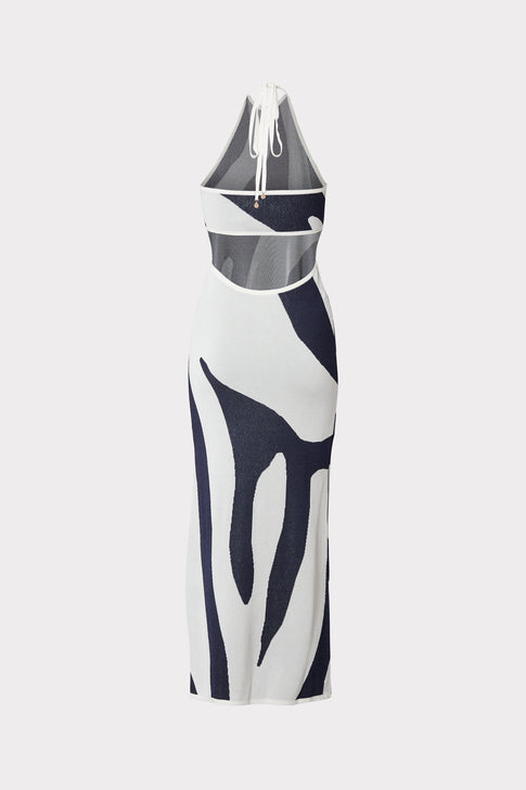 Zebra Jacquard Halter Neck Dress