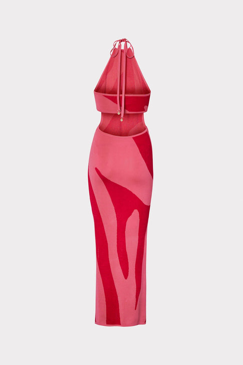 Zebra Jacquard Halter Neck Dress