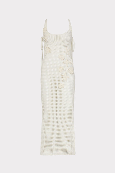 Mesh Stitch Dress With Seashell Crochet