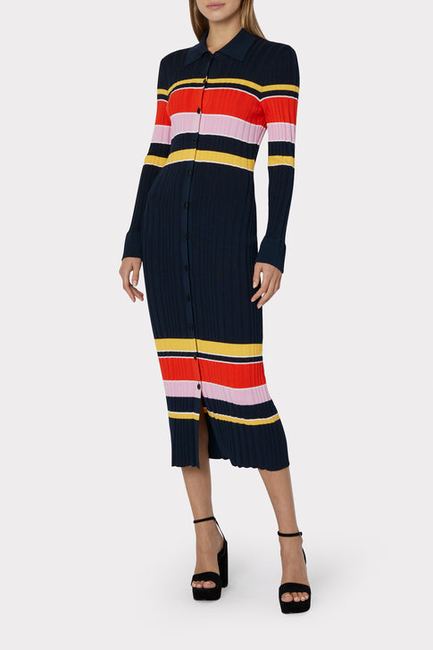Striped Polo Cardigan Dress
