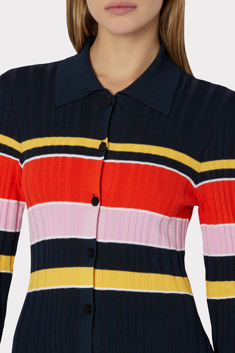 Striped Polo Cardigan Dress