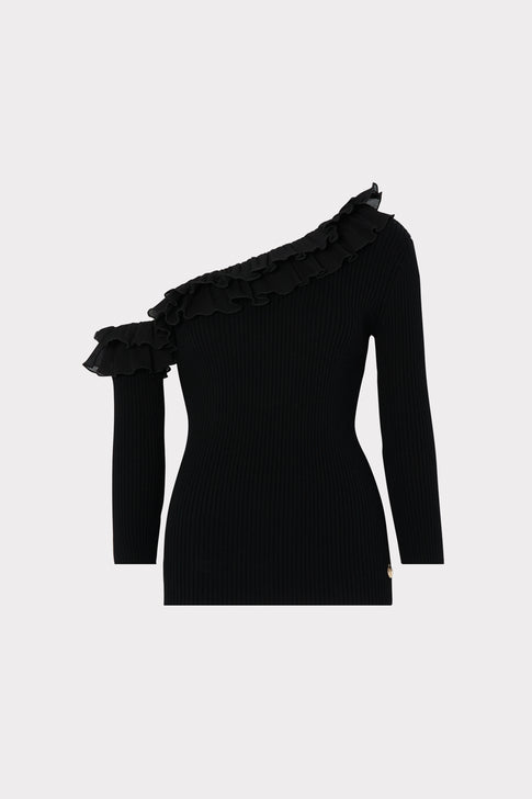 Woven Ruffle 3/4 Sleeve Top