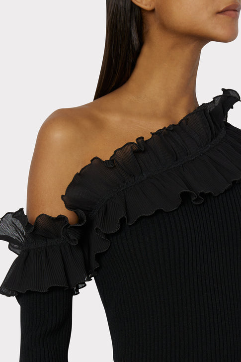 Woven Ruffle 3/4 Sleeve Top