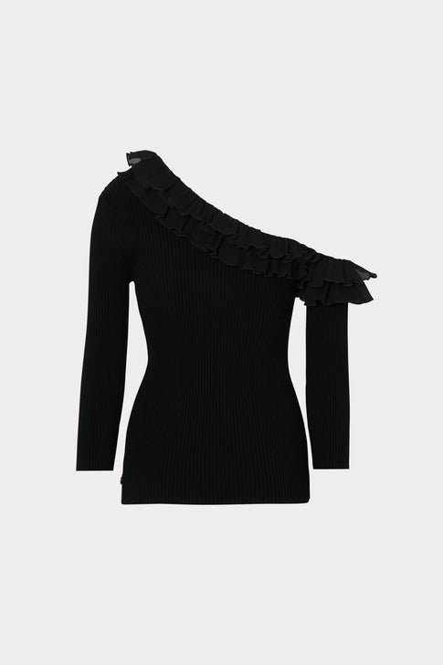 Woven Ruffle 3/4 Sleeve Top