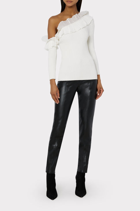 Woven Ruffle 3/4 Sleeve Top
