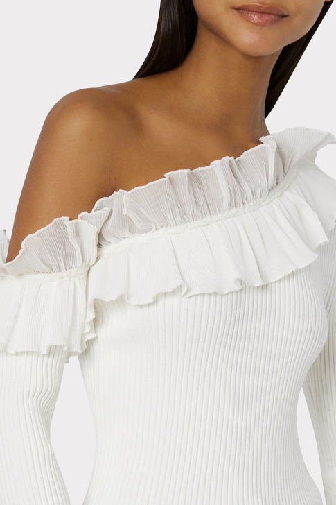 Woven Ruffle 3/4 Sleeve Top