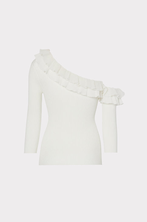 Woven Ruffle 3/4 Sleeve Top