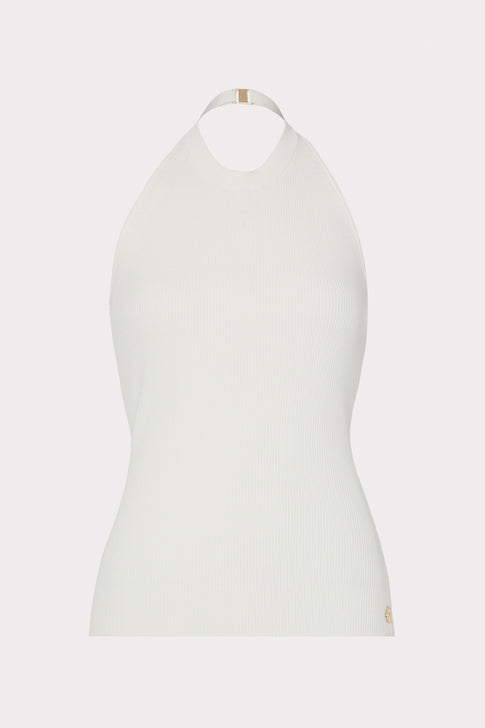 Metal Neck Trim Halter Top