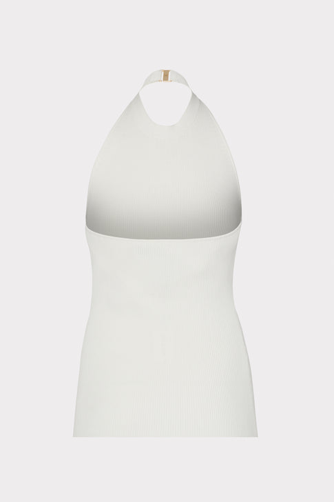 Metal Neck Trim Halter Top