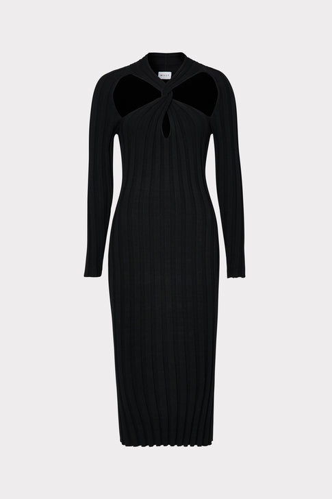 Twist Front Raglan Sleeve Midi Dress