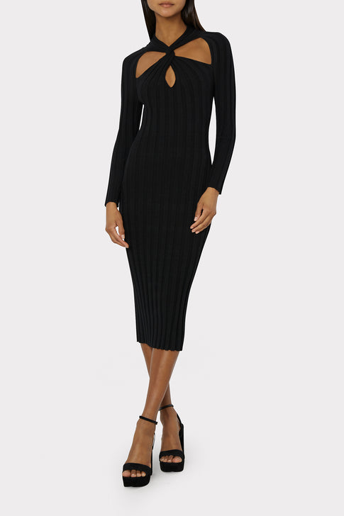 Twist Front Raglan Sleeve Midi Dress