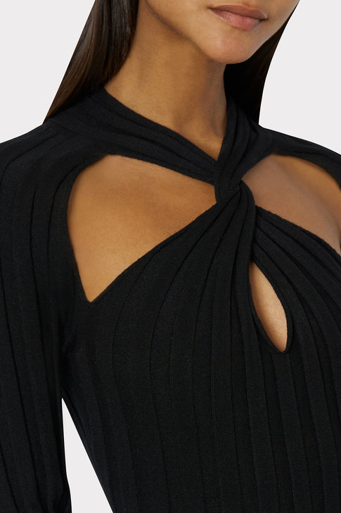 Twist Front Raglan Sleeve Midi Dress
