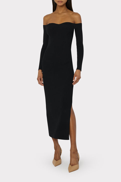 Knit Bustier Off The Shoulder Dress