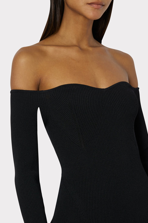 Knit Bustier Off The Shoulder Dress