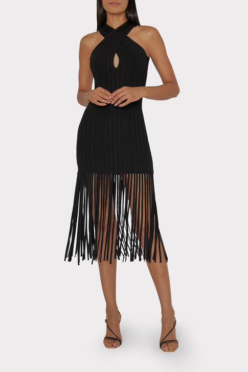 Cross Front Fringe Dress