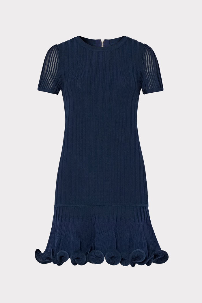 Short Sleeve Fit And Flare Rib Dress
