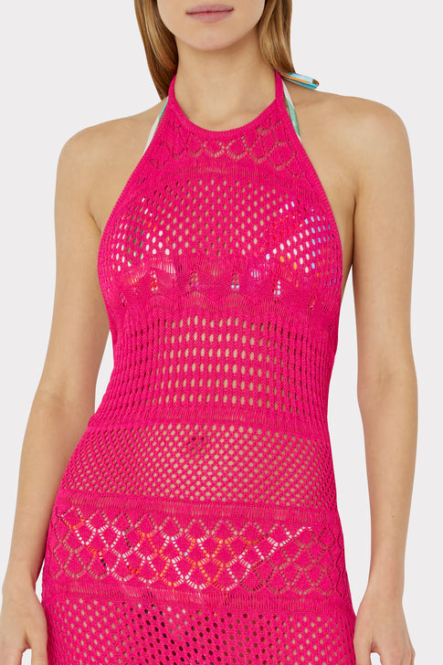 Fringe Halter Tie Back Dress