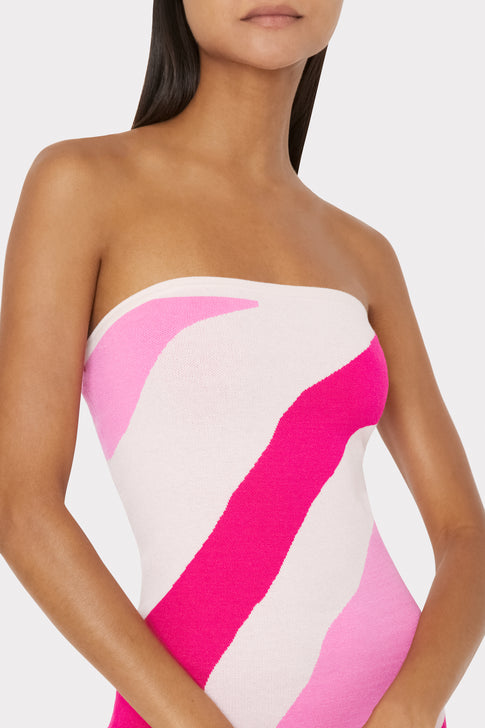 Strapless Zebra Jacquard Mini Dress