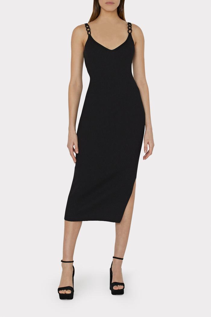 Knit Chain Strap Midi Dress