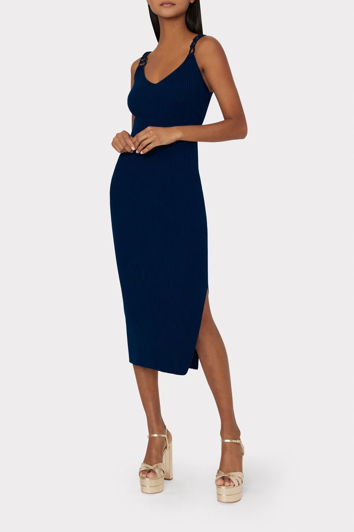 Knit Chain Strap Midi Dress