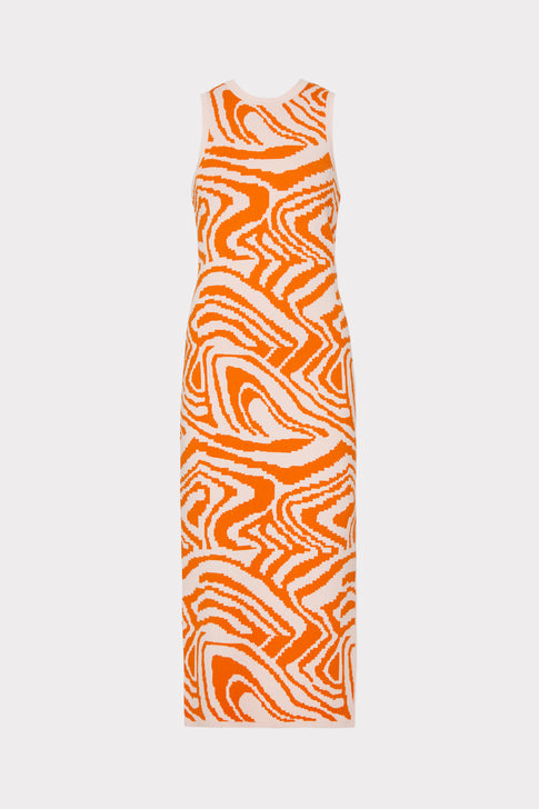 Racer Tank Zebra Swirl Jacquard Dress
