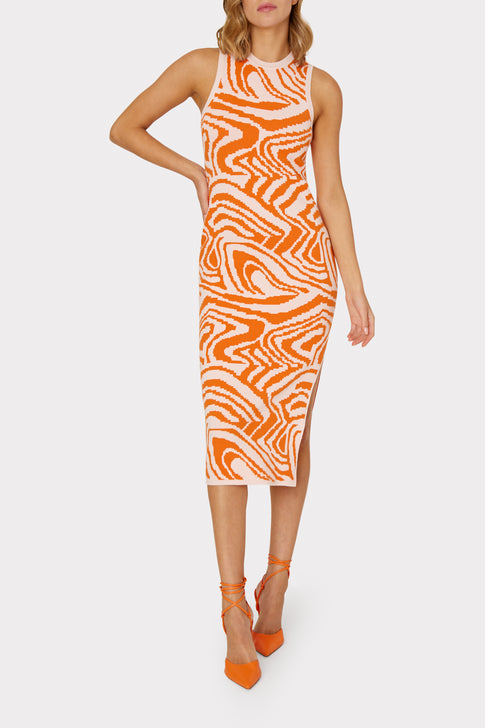Racer Tank Zebra Swirl Jacquard Dress