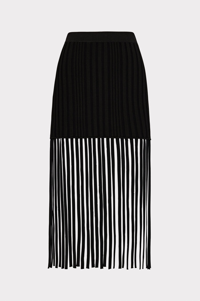 Rib Fringe Midi Skirt